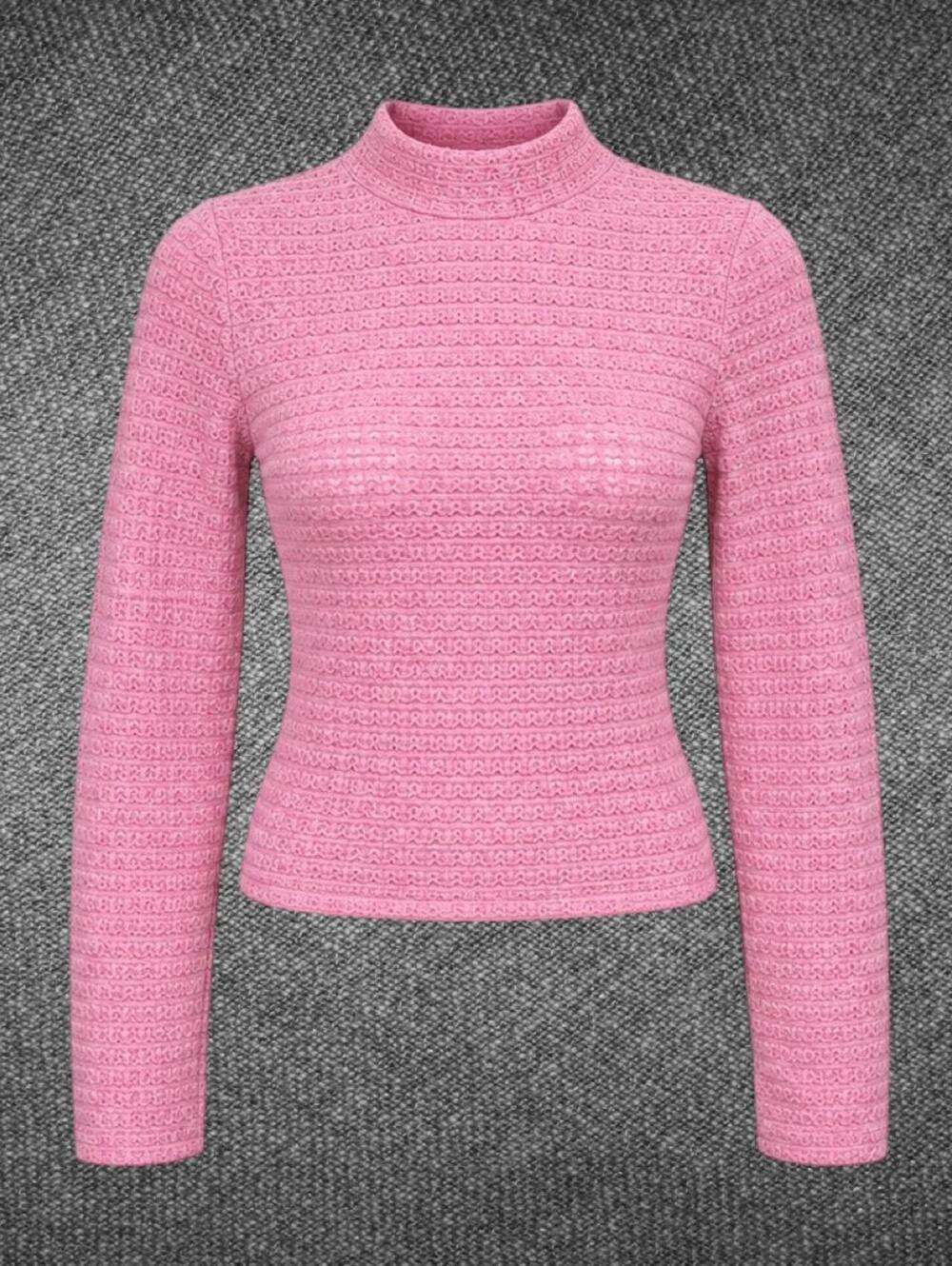 L.A. Hearts Pink Crochet Mock Neck Long Sleeve Top S